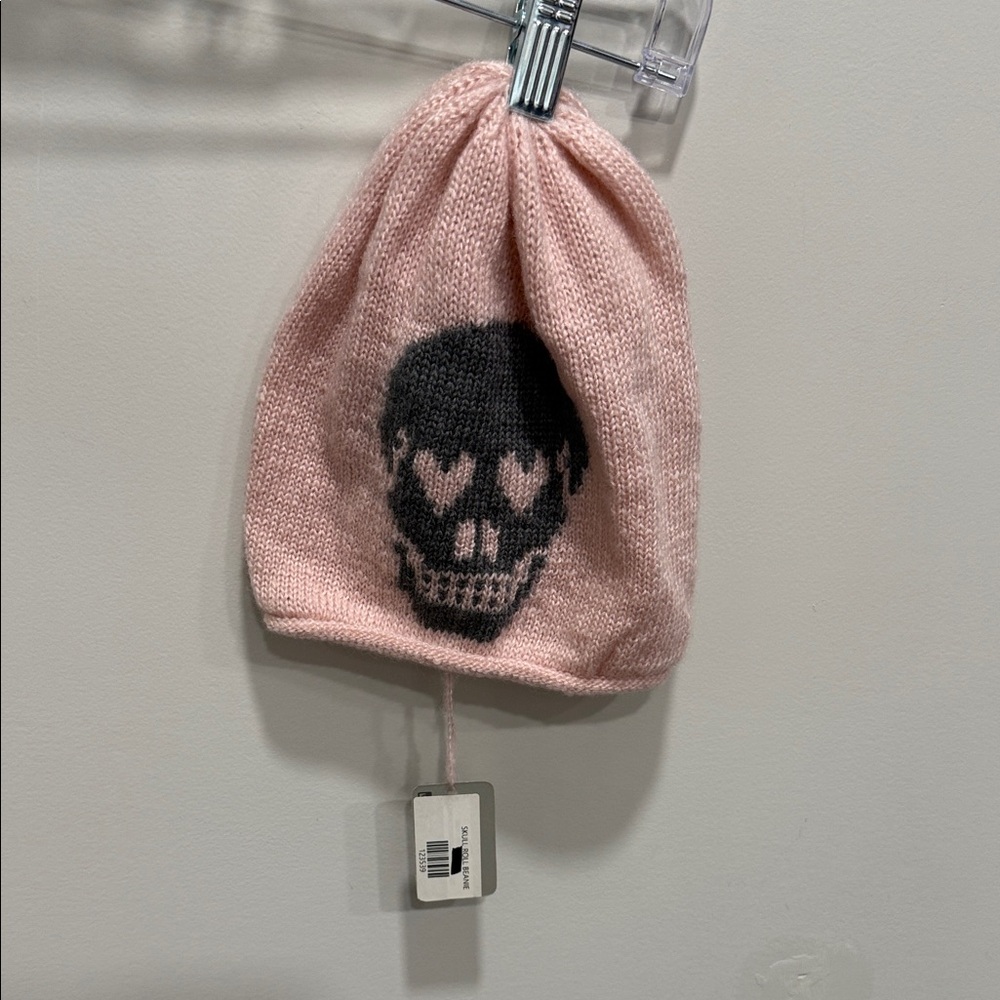 Wooden Ships Pink Heart-Eyed Skull Beanie
